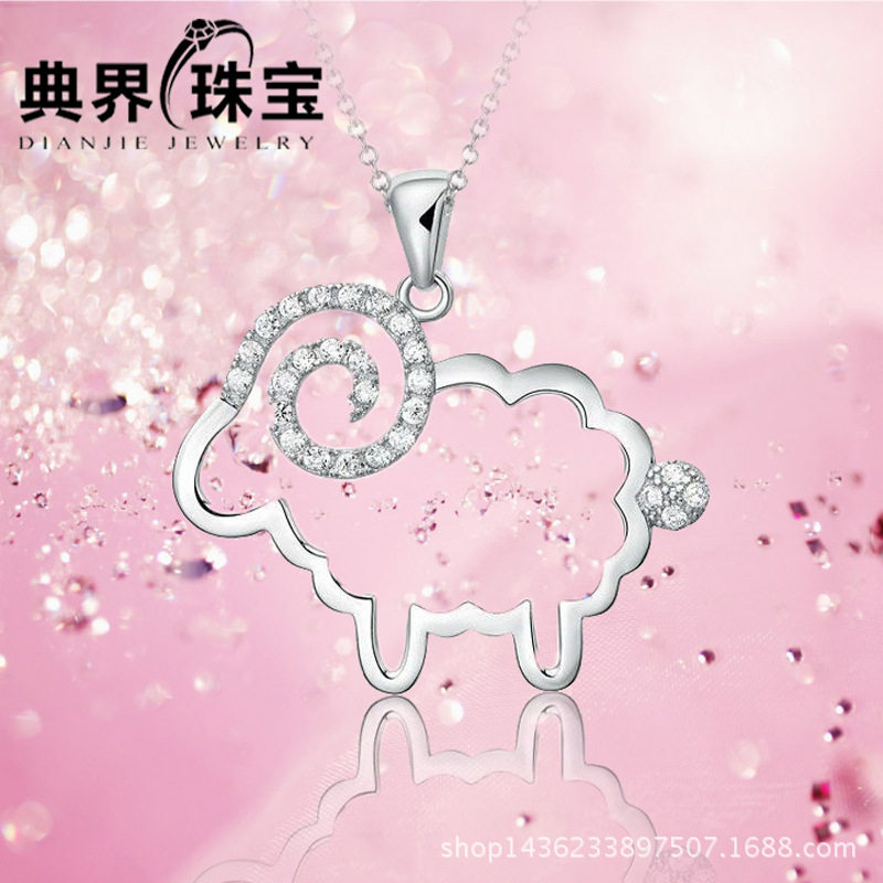英国设计师topwhits925银小棉羊吊坠生肖银坠子微镶钻银项链生肖