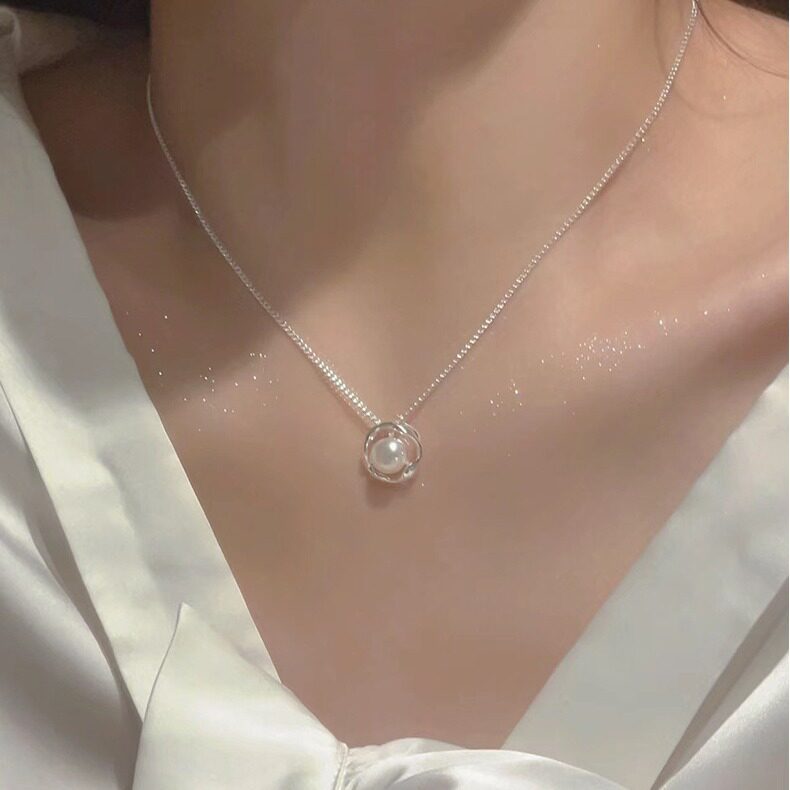 英国设计师topwhits925银珍珠项链女法式肌理圆形ins小众轻奢高级