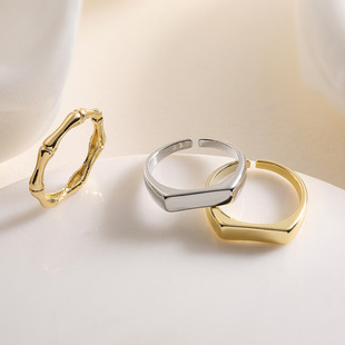 法国cherry kitty 欧美简约铜镀18k金素圈开口指环女ins小众百搭