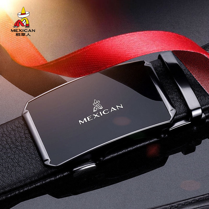 稻草人皮带男士真皮自动扣纯牛皮奢侈品牌商务西装裤腰带高档正品