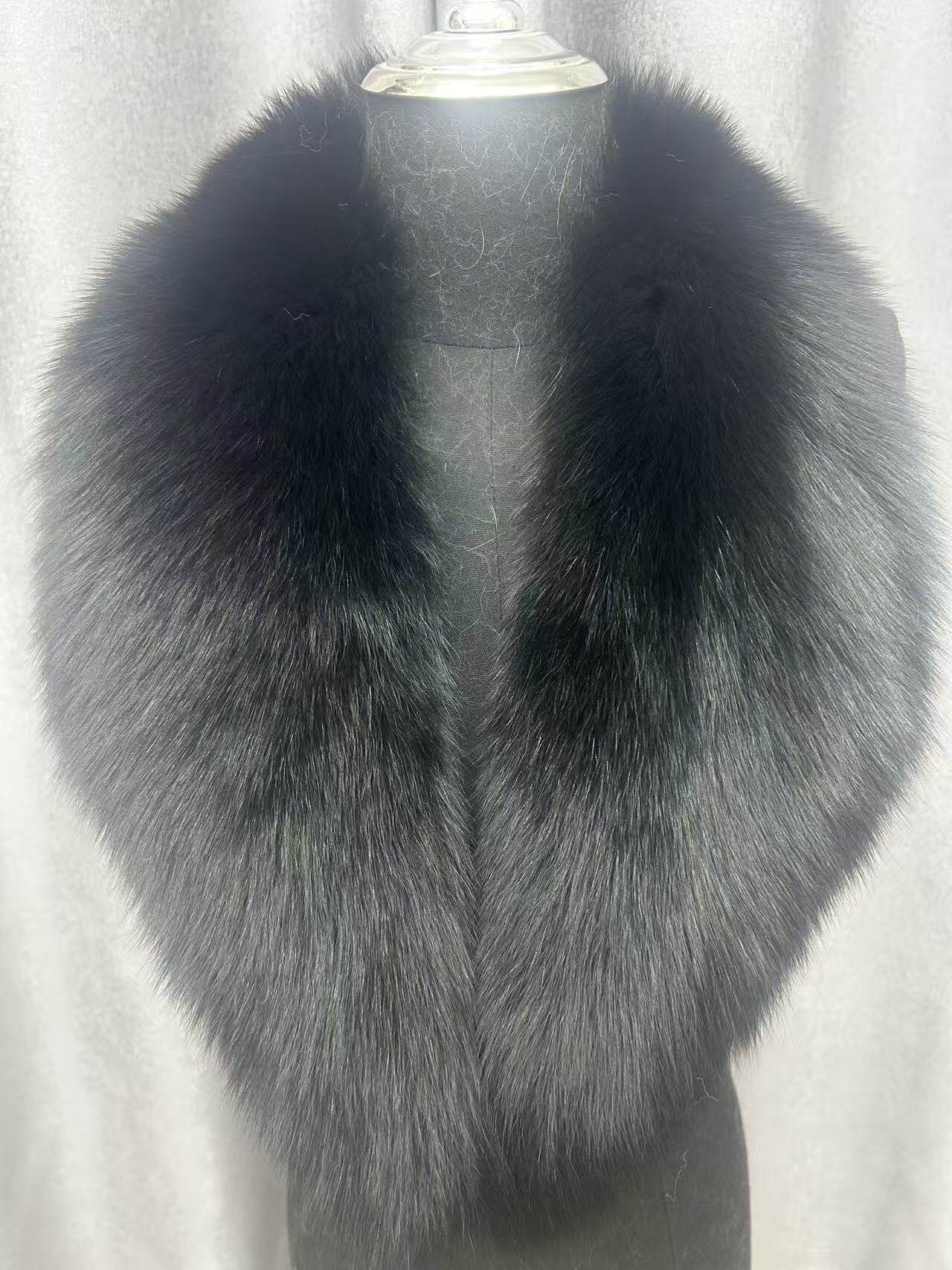 真狐狸毛毛领子青果领牛角领西服呢子大衣的大毛领