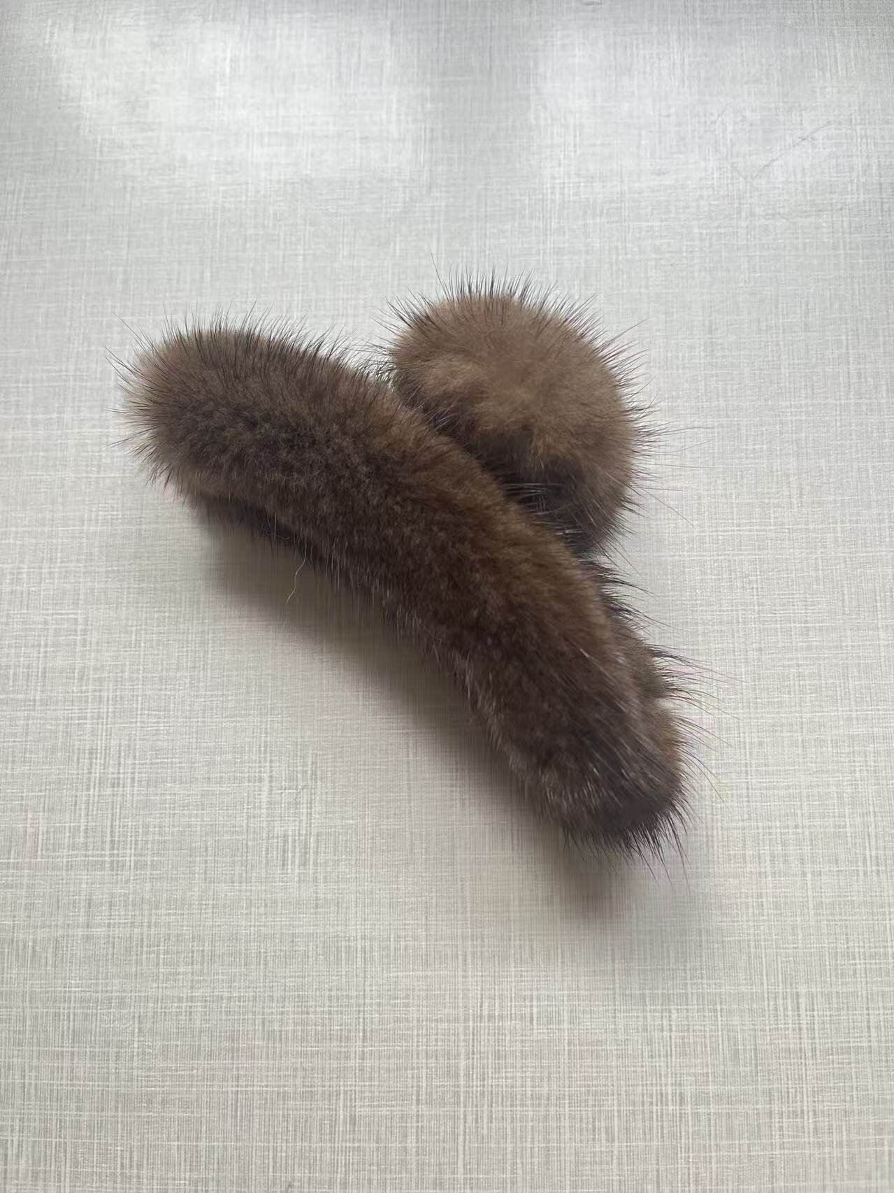 冬季毛绒抓夹11公分发量多水貂毛发抓韩国可爱发夹气质网红毛毛后