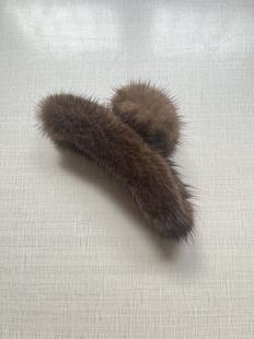 冬季毛绒抓夹11公分发量多水貂毛发抓韩国可爱发夹气质网红毛毛后