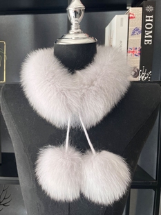 冬季新款双面狐狸毛真毛围巾可爱精灵简约时尚保暖经典百搭围脖