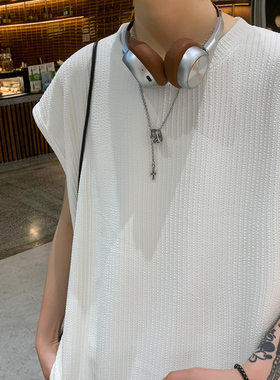 BDLS工作室文艺男女店港风情侣款量大港风潮肌理感t恤无袖背心男