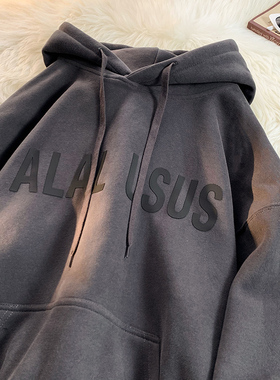 BDLS工作室文艺男女店港风情侣款硅胶刻字连帽卫衣男女均可穿外套