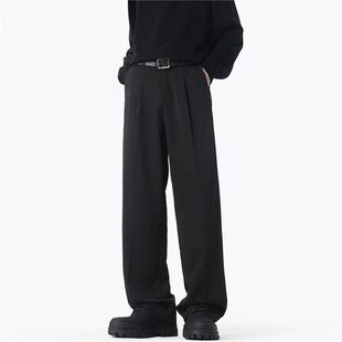 BDLS工作室文艺男女店港风情侣款冰丝裤休闲裤子拖地裤垂感小西裤