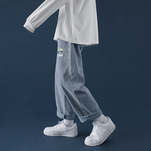 Koreastudios店铺潮牌秋装直筒印花牛仔裤男宽松老爹裤insstudios