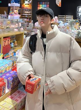 BDLS工作室文艺男女店港风情侣款冬季加厚纯色棉服男棉袄外套棉衣