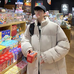 BDLS工作室文艺男女店港风情侣款冬季加厚纯色棉服男棉袄外套棉衣