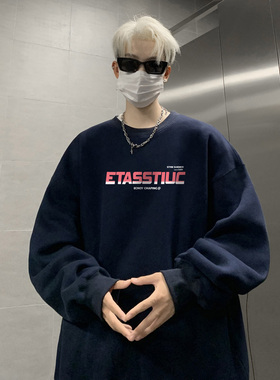 BDLS工作室文艺男女店港风情侣款圆领卫衣男装港风长袖t恤男外套