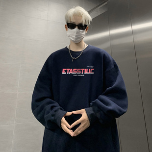 BDLS工作室文艺男女店港风情侣款圆领卫衣男装港风长袖t恤男外套