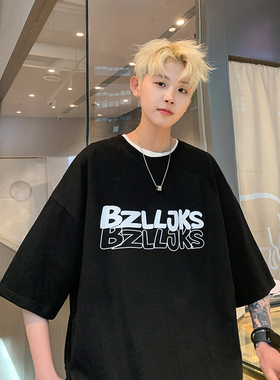 BDLS工作室文艺男女店港风情侣款纯棉高克重短袖T恤男女可穿情侣