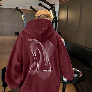 BDLS工作室文艺男女店港风情侣款重磅秋冬字母加绒连帽卫衣外套潮