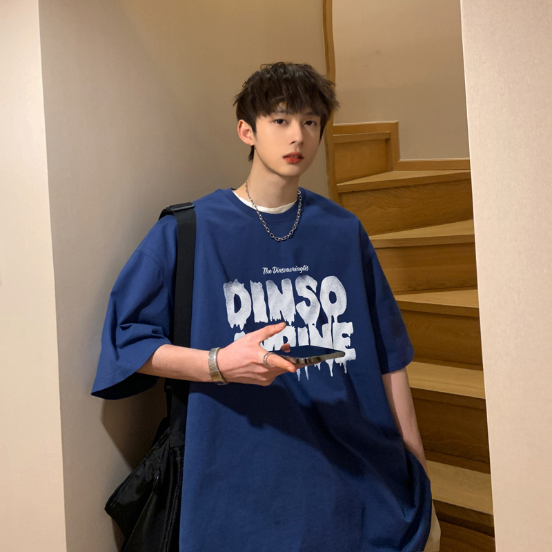 BDLS工作室文艺男女店港风情侣款夏个性字母运动宽松圆领短袖T恤