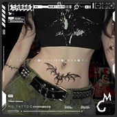 草本纹身吸血魅影 tattoo 暗黑异形独眼朋克风草本魅魔纹身贴