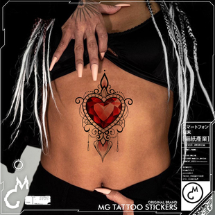 复古宫廷风浪漫红宝石性感个性 吊坠唯美胸骨大腿防水纹身贴纸女