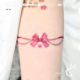 粉色珍珠蝴蝶结温柔少女感手环腿环胸骨臀腿防水纹身贴 tattoo