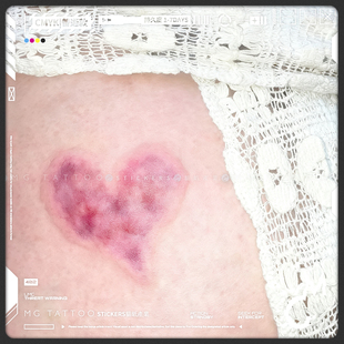 爱心淤青纹身贴小众氛围感设计少女防水纹身 痛觉烙印 tattoo