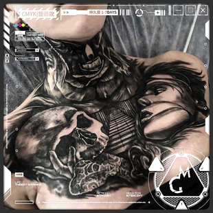 MG tattoo 欧美暗黑西海岸匪帮硬核大图花胸后背纹身贴纸哑光持久