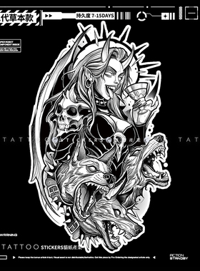 MG tattoo 二代草本 Lilith & Cerberus美式暗黑地狱犬草本纹身贴