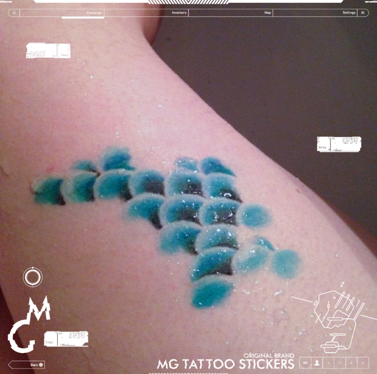 mg tattoo  深海雾霾蓝  美人鱼鳞片 唯美清新少女鳞片纹身贴纸