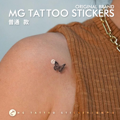 迷你唯美锁骨肩花蝴蝶纹身贴女