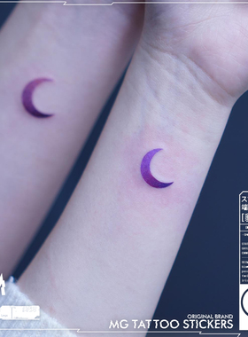 MG tattoo 浪漫月亮 情侣手腕脚踝紫色新月图案小清新纹身贴纸