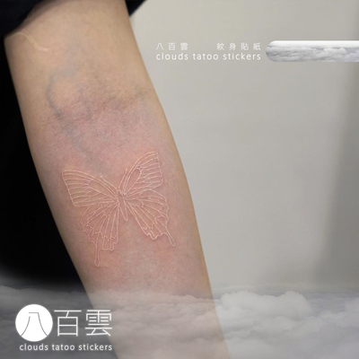 白色蝴蝶少女纹身贴纸潮
