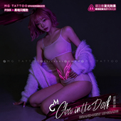 PINK黑暗闪耀 tattoo 天使羽翼魅魔之心浪漫荧光少女纹身贴纸