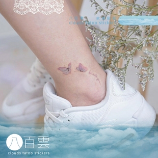 手绘迷你蝴蝶脚踝锁骨手腕小清新图案纹身贴纸少女心 tattoo