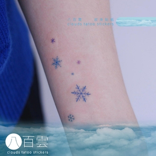 INS风迷你清新少女文艺雪花图案纹身贴纸女 蓝色雪花 tattoo