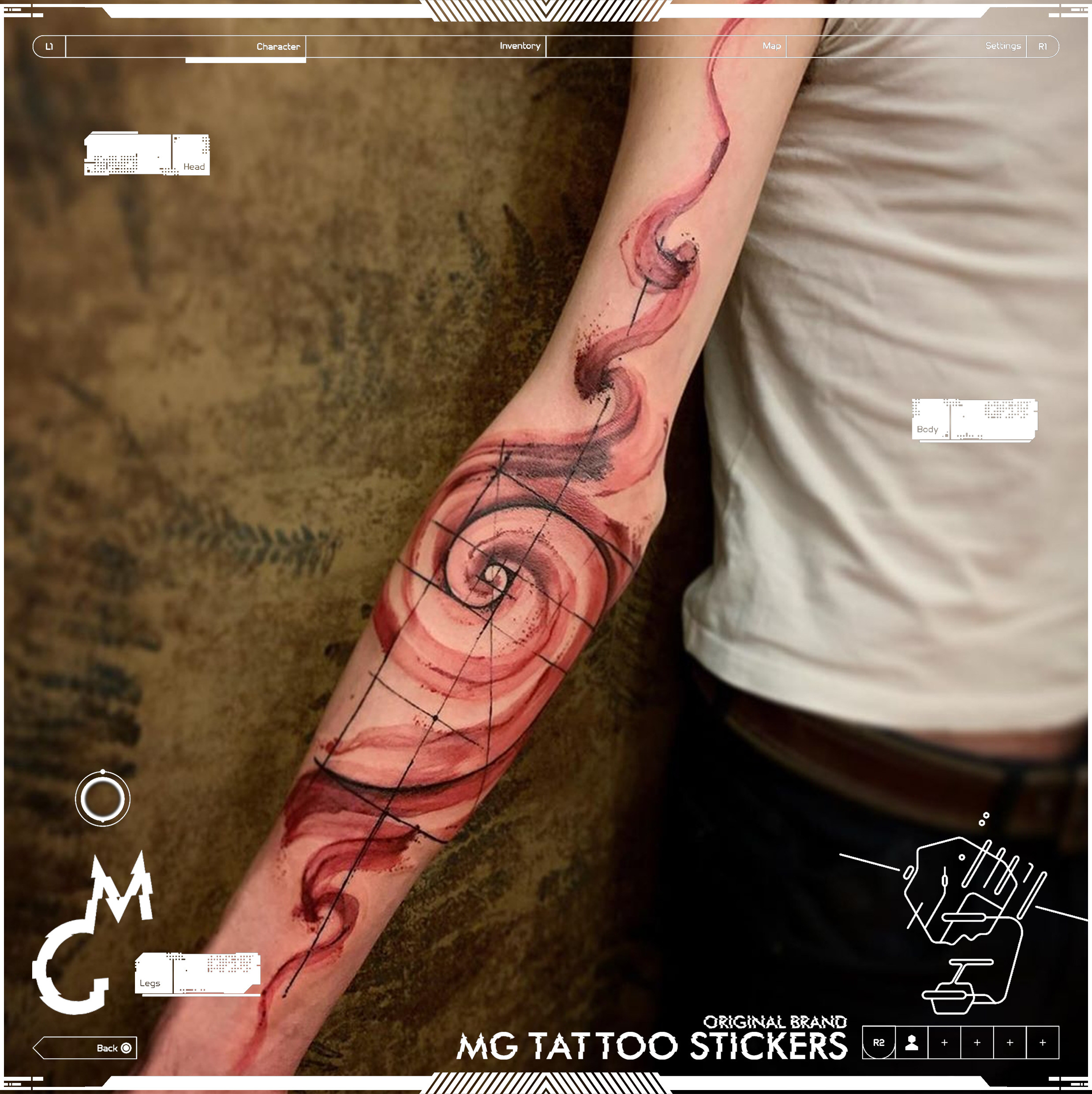 mg tattoo 火神降临 神秘主义 朱砂泼墨印记花臂防水纹身贴纸男女