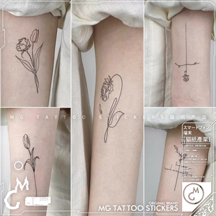 简约冷淡洋气花朵玫瑰花ins风网红防水仙女纹身贴纸 tattoo