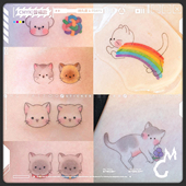 彩色迷你彩虹猫咪小狗头像可爱少女心宠物小图纹身贴纸 tattoo