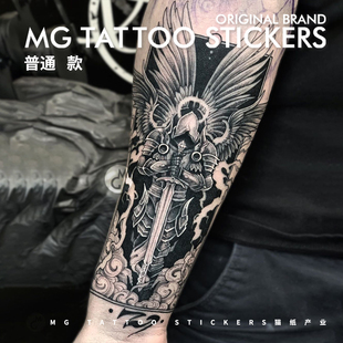 欧美酷炫铠甲羽翼战神图案花臂防水纹身贴纸男女 战神 tattoo
