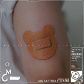 趣味遮盖疤痕手臂小腿搞怪防水纹身贴纸潮 小熊OK蹦 tattoo