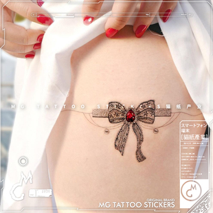 蕾丝珍珠玫瑰之心蝴蝶结腿环手环性感少女纹身贴纸唯美 tattoo