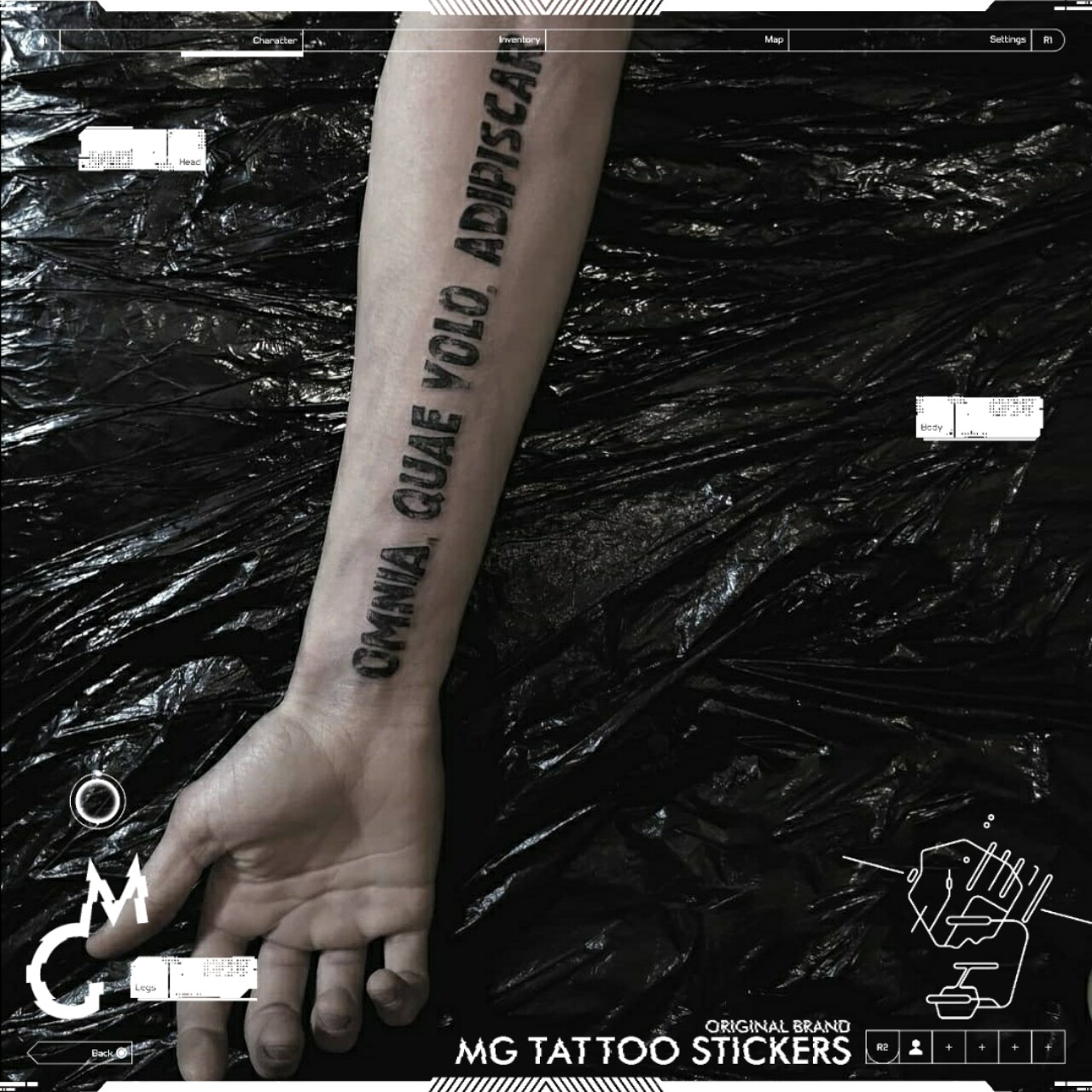 mg tattoo 心想事成  拉丁文花体 得到我想要的一切花臂纹身贴纸