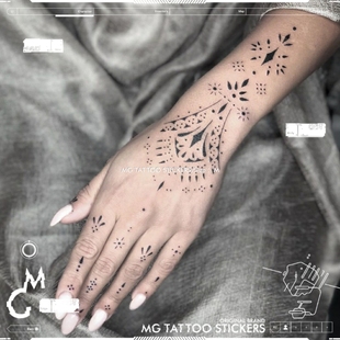 部落身体彩绘图腾手背胸骨腿部小众纹身贴纸 艺术图腾 tattoo