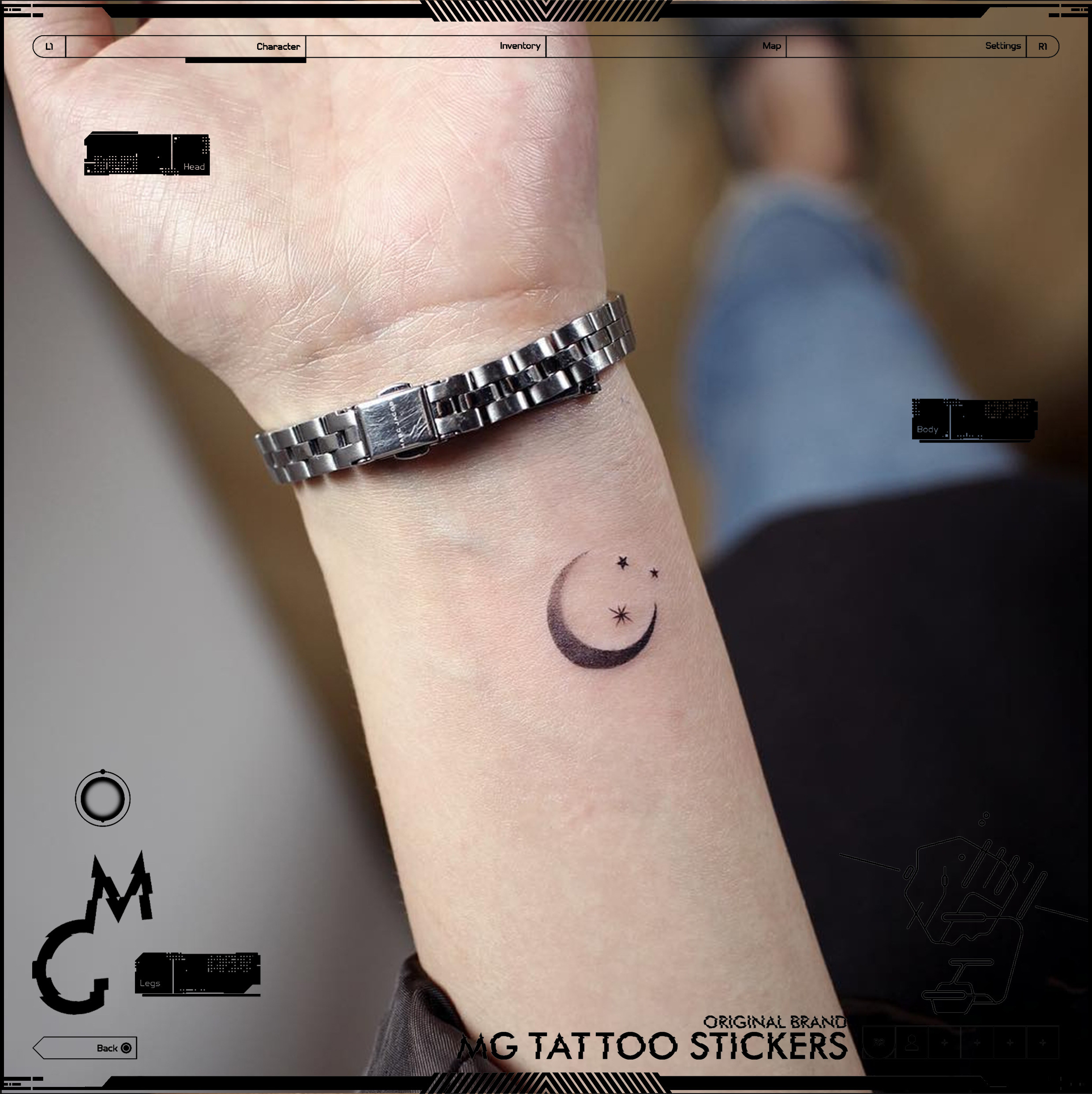 mg tattoo  迷你星月可爱文艺月亮图案手腕脚踝小清新纹身贴纸