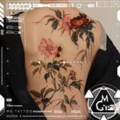 希腊神话度假写真满背大图银莲花唯美纹身贴 来意 tattoo 风