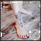 青花瓷 tattoo 复古浪漫古风黑色图腾脚部手腕素雅纹身贴纸女