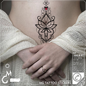 希腊少女 脐间唯美图腾后背大图圣血之心浪漫少女复古防水纹身贴