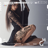 暗黑蟒蛇花朵图案腿部大图御姐度假风纹身贴 蛇影秋杀 tattoo