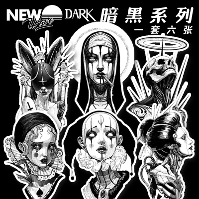 6张另类哥特暗黑风摇滚纹身贴纸