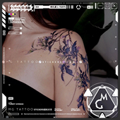 邂逅莫奈 tattoo 紫色吊兰浪漫精致植物花臂肩膀度假纹身贴女