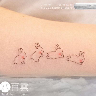 小兔子动物图案小清新纹身贴纸