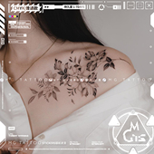 清冽素衣 tattoo 女生肩膀锁骨素花文艺御姐浪漫度假纹身贴纸