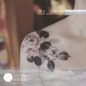 tattoo 山茶花 犹爱并山茶 开花一尺盈 少女肩花l性感纹身贴女